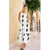 image:imageECOWISH Womens Summer One Shoulder Maxi Dress Casual Polka Dot Midi Dresses Sleeveless Long Pockets Sundress Beach VacationWhite