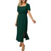 image:imageECOWISH Women Maxi Dresses Cocktail Party Wedding Guest Formal Pleated Long Dress Short Sleeve Slit Empire Waist Evening Gown93green