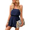image:imageECOWISH Women Off Shoulder Romper Strapless Floral Print Striped Beach Shorts Jumpsuit497navy Blue