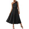 image:imageECOWISH Womens Summer One Shoulder Maxi Dress Casual Polka Dot Midi Dresses Sleeveless Long Pockets Sundress Beach Vacation92black Dot