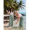 image:imageECOWISH Wide Leg Pants for Women Summer 2026 Palazzo Tropical Floral Casual High Waist Flared Trousers with PocketsBeige Floral