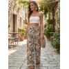 image:imageECOWISH Wide Leg Pants for Women Summer 2026 Palazzo Tropical Floral Casual High Waist Flared Trousers with PocketsMulticolor