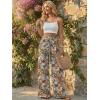 image:imageECOWISH Wide Leg Pants for Women Summer 2026 Palazzo Tropical Floral Casual High Waist Flared Trousers with PocketsMulticolor