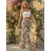 image:imageECOWISH Wide Leg Pants for Women Summer 2026 Palazzo Tropical Floral Casual High Waist Flared Trousers with PocketsMulticolor