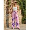 image:imageECOWISH Wide Leg Pants for Women Summer 2026 Palazzo Tropical Floral Casual High Waist Flared Trousers with PocketsTie Dye Purple
