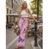 image:imageECOWISH Wide Leg Pants for Women Summer 2026 Palazzo Tropical Floral Casual High Waist Flared Trousers with PocketsTie Dye Purple