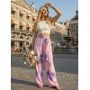 image:imageECOWISH Wide Leg Pants for Women Summer 2026 Palazzo Tropical Floral Casual High Waist Flared Trousers with PocketsTie Dye Purple
