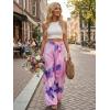 image:imageECOWISH Wide Leg Pants for Women Summer 2026 Palazzo Tropical Floral Casual High Waist Flared Trousers with PocketsTie Dye Purple
