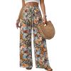 image:imageECOWISH Wide Leg Pants for Women Summer 2026 Palazzo Tropical Floral Casual High Waist Flared Trousers with PocketsMulticolor