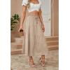 image:imageECOWISH Women Boho Maxi Skirt Summer Asymmetric Tiered Drawstring Elastic High Waist ALine Flowy Long Skirts with Pockets441 Khaki