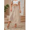 image:imageECOWISH Women Boho Maxi Skirt Summer Asymmetric Tiered Drawstring Elastic High Waist ALine Flowy Long Skirts with Pockets441 Khaki
