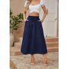 image:imageECOWISH Women Boho Maxi Skirt Summer Asymmetric Tiered Drawstring Elastic High Waist ALine Flowy Long Skirts with Pockets441 Navy Blue