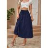 image:imageECOWISH Women Boho Maxi Skirt Summer Asymmetric Tiered Drawstring Elastic High Waist ALine Flowy Long Skirts with Pockets441 Navy Blue