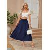 image:imageECOWISH Women Boho Maxi Skirt Summer Asymmetric Tiered Drawstring Elastic High Waist ALine Flowy Long Skirts with Pockets441 Navy Blue
