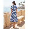 image:imageECOWISH Women Summer Casual Dress  V Neck Short Sleeve Gingham Midi Pleated Tiered Loose Fit Holiday Picnic DressesBlue Floral