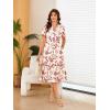 image:imageECOWISH Women Summer Casual Dress  V Neck Short Sleeve Gingham Midi Pleated Tiered Loose Fit Holiday Picnic DressesRed Floral