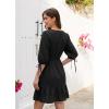 image:imageECOWISH Womens Summer Mini Dress 2026 Tie Front V Neck 34 Sleeve ALine Tiered Flowy Gingham Short Dresses with PocketAblack