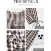 image:imageECOWISH Womens Summer Mini Dress 2026 Tie Front V Neck 34 Sleeve ALine Tiered Flowy Gingham Short Dresses with PocketBrown