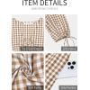 image:imageECOWISH Womens Summer Mini Dress 2026 Tie Front V Neck 34 Sleeve ALine Tiered Flowy Gingham Short Dresses with PocketKhaki
