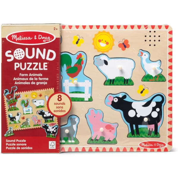 imageMelissa ampamp Doug Vehicles Sound Puzzle  Wooden Peg Puzzle With Sound Effects 8 pcs  Sound Puzzles for Toddlers Wooden Puzzles For Kids Ages 2Farm Animals