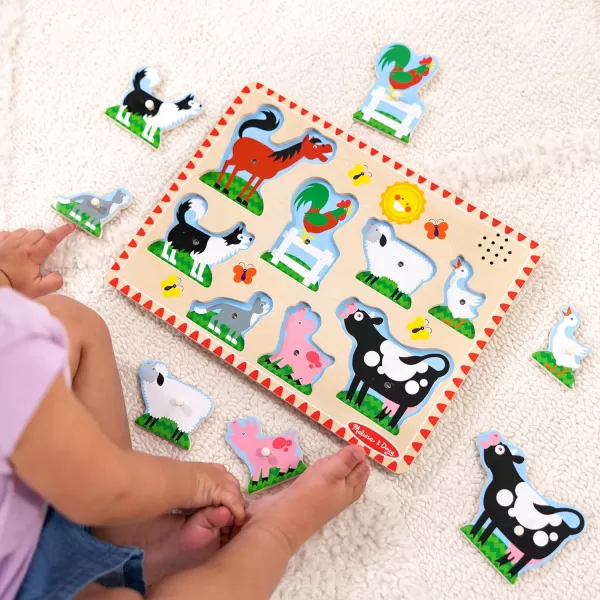 imageMelissa ampamp Doug Vehicles Sound Puzzle  Wooden Peg Puzzle With Sound Effects 8 pcs  Sound Puzzles for Toddlers Wooden Puzzles For Kids Ages 2Farm Animals