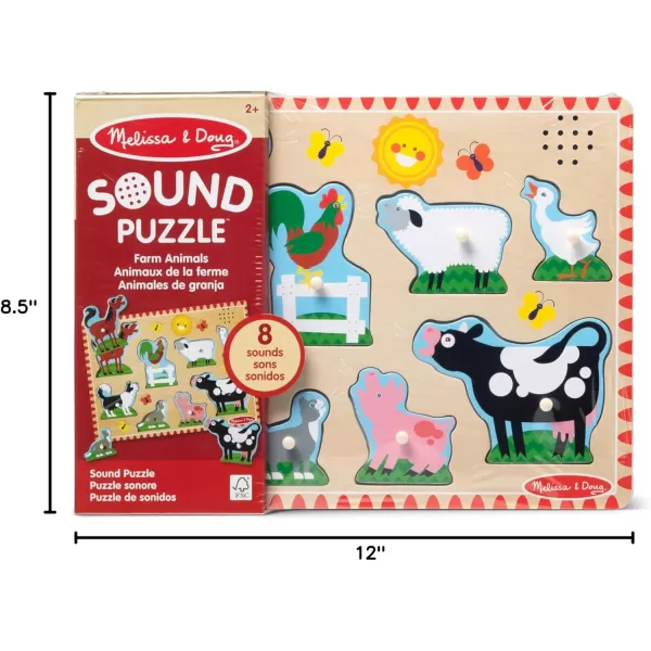 imageMelissa ampamp Doug Vehicles Sound Puzzle  Wooden Peg Puzzle With Sound Effects 8 pcs  Sound Puzzles for Toddlers Wooden Puzzles For Kids Ages 2Farm Animals