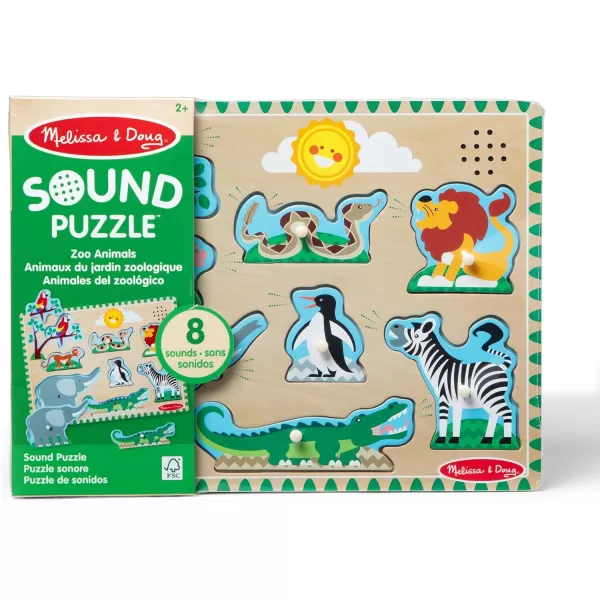 imageMelissa ampamp Doug Vehicles Sound Puzzle  Wooden Peg Puzzle With Sound Effects 8 pcs  Sound Puzzles for Toddlers Wooden Puzzles For Kids Ages 2Zoo Animals