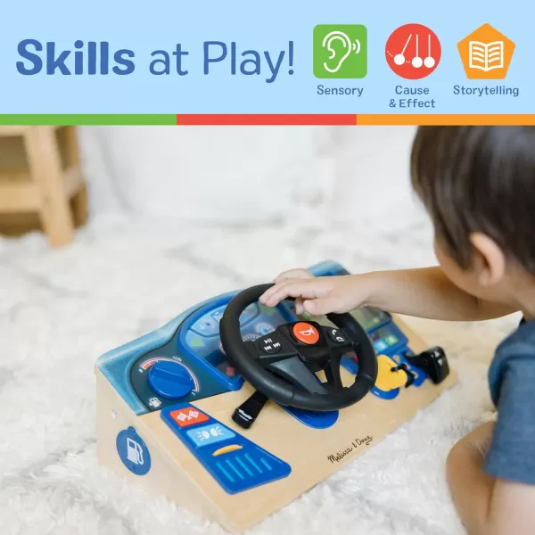 imageMelissa ampamp Doug Vroom ampamp Zoom Interactive Wooden Dashboard Steering Wheel Pretend Play Driving Toy  FSC Certified