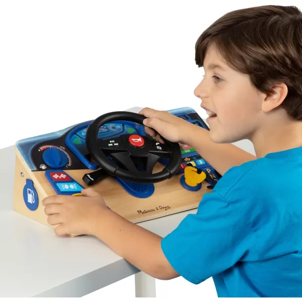 imageMelissa ampamp Doug Vroom ampamp Zoom Interactive Wooden Dashboard Steering Wheel Pretend Play Driving Toy  FSC Certified