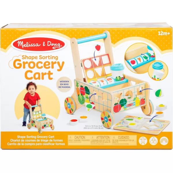imageMelissa ampamp Doug Wooden Shape Sorting Grocery Cart Push Toy and Puzzles  Pretend Play Grocery Toys Sorting And Stacking Toys For Infants And Toddlers Ages 1  FSCCertified Materials