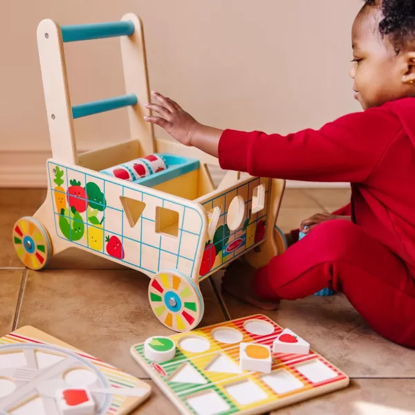 imageMelissa ampamp Doug Wooden Shape Sorting Grocery Cart Push Toy and Puzzles  Pretend Play Grocery Toys Sorting And Stacking Toys For Infants And Toddlers Ages 1  FSCCertified Materials