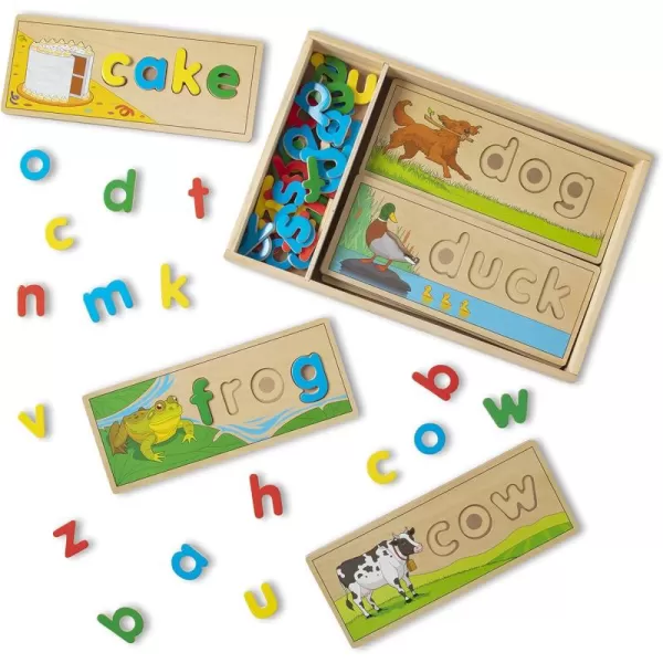 imageMelissa ampamp Doug See ampamp Spell Wooden Educational Toy With 8 DoubleSided Spelling Boards and 64 Letters Preschool Learning Activities See ampamp Spell Learning Toys For Kids Ages 4English