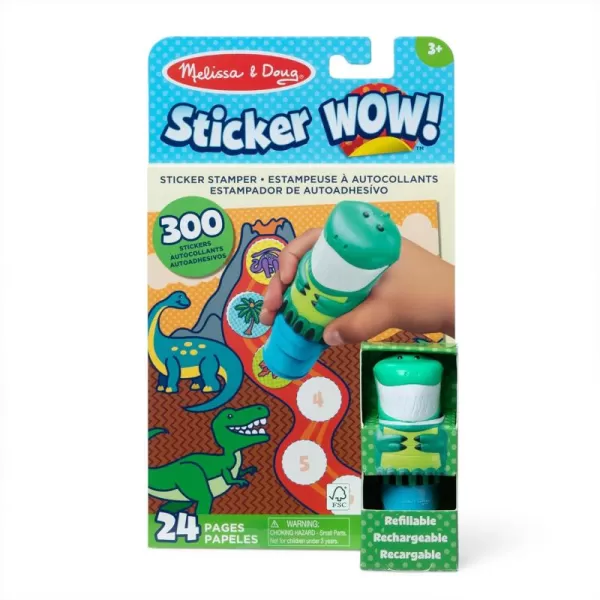 imageMelissa ampamp Doug Sticker Wow 24Page Activity Pad and Sticker Stamper 300 Stickers Arts and Crafts Fidget Toy Collectible Character  Dog Creative Play Travel Toy for Girls and Boys 3Dinosaur