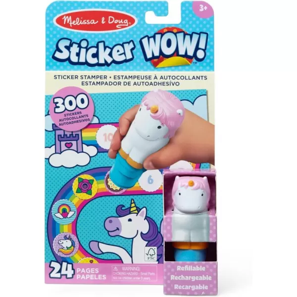 imageMelissa ampamp Doug Sticker Wow 24Page Activity Pad and Sticker Stamper 300 Stickers Arts and Crafts Fidget Toy Collectible Character  Dog Creative Play Travel Toy for Girls and Boys 3Unicorn