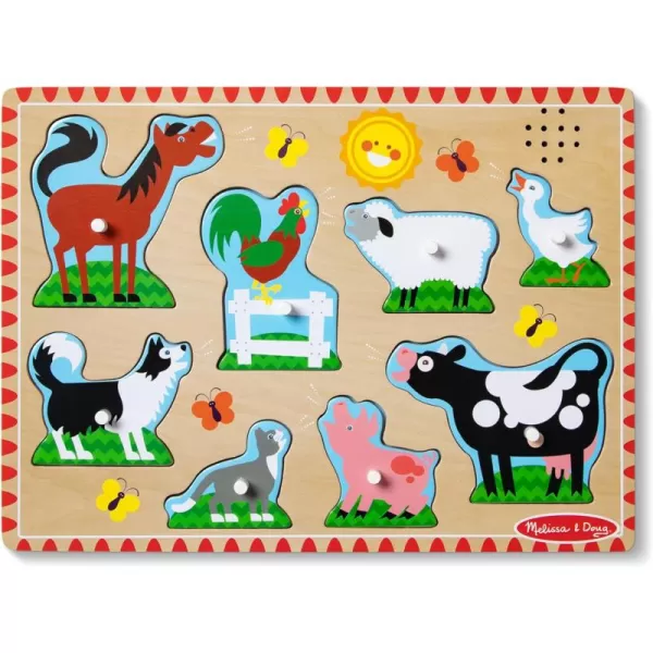 imageMelissa ampamp Doug Vehicles Sound Puzzle  Wooden Peg Puzzle With Sound Effects 8 pcs  Sound Puzzles for Toddlers Wooden Puzzles For Kids Ages 2Farm Animals