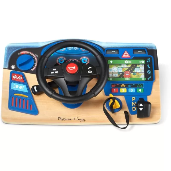 imageMelissa ampamp Doug Vroom ampamp Zoom Interactive Wooden Dashboard Steering Wheel Pretend Play Driving Toy  FSC Certified