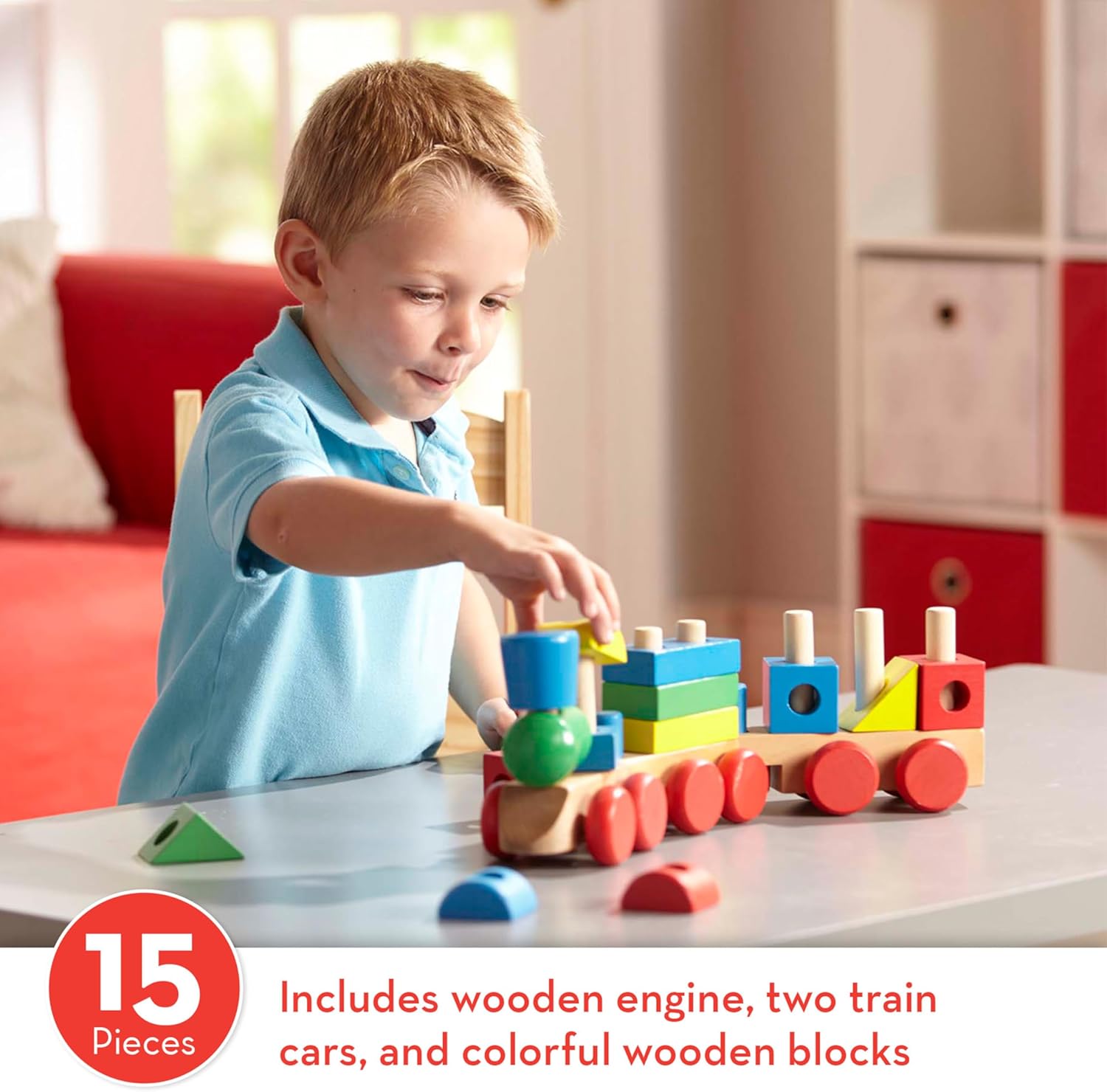 imageMelissa ampamp Doug Stacking Train  Classic Wooden Toy 18 pcs  Train Set Wooden Sorting ampamp Stacking Toys For Toddlers Ages 2 MulticoloredStacking Train