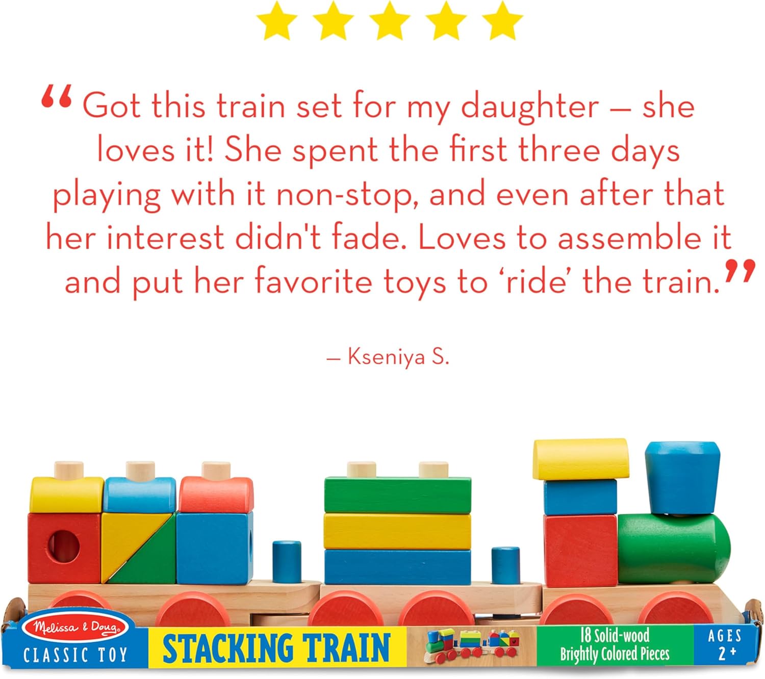 imageMelissa ampamp Doug Stacking Train  Classic Wooden Toy 18 pcs  Train Set Wooden Sorting ampamp Stacking Toys For Toddlers Ages 2 MulticoloredStacking Train