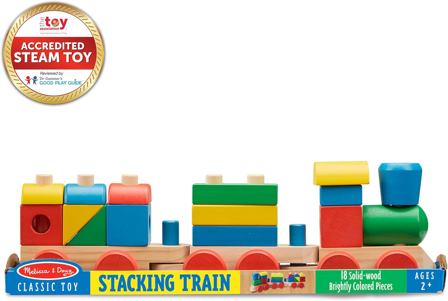 imageMelissa ampamp Doug Stacking Train  Classic Wooden Toy 18 pcs  Train Set Wooden Sorting ampamp Stacking Toys For Toddlers Ages 2 MulticoloredStacking Train