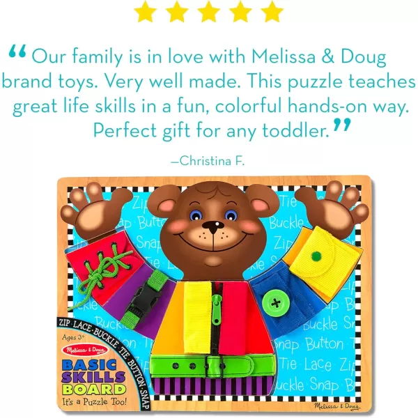 imageMelissa ampamp Doug Basic Skills Puzzle Board  Wooden Educational Toy  Learn To Button Busy Board Activity Board For Fine Motor Skills Developmental Toy For Toddlers Ages 31 EA Pack of 3