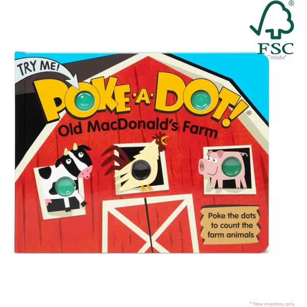 imageMelissa ampamp Doug Childrens Book  PokeaDot Old MacDonalds Farm Board Book with Buttons to Pop  FSC Certified