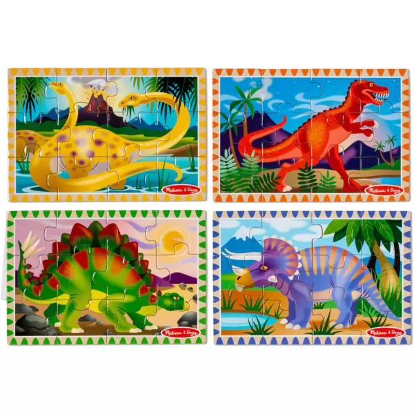 imageMelissa ampamp Doug Dinosaurs 4in1 Wooden Jigsaw Puzzles in a Storage Box 48 pcs  FSC CertifiedDinosaurs