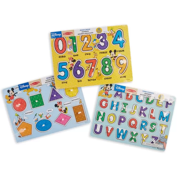 imageMelissa ampamp Doug Disney Wooden Peg Puzzles Set Letters Numbers and Shapes and Colors  Letters And Number Puzzles Disney Puzzles Wooden Puzzles For Toddlers And Kids Ages 3 Multicolor