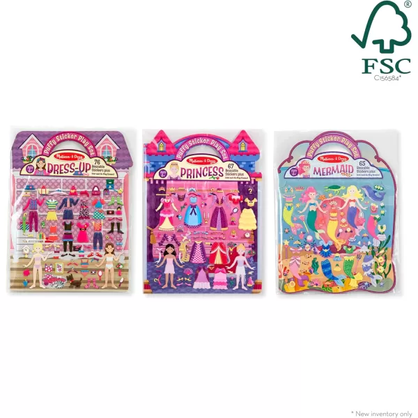 imageMelissa ampamp Doug Puffy Sticker Activity Books Set DressUp Princess Mermaid  208 Reusable Stickers  FSC CertifiedDressUp  Princess  Mermaid