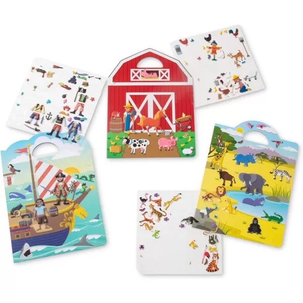 imageMelissa ampamp Doug Puffy Sticker Activity Books Set DressUp Princess Mermaid  208 Reusable Stickers  FSC CertifiedSafari  Pirate  Farm