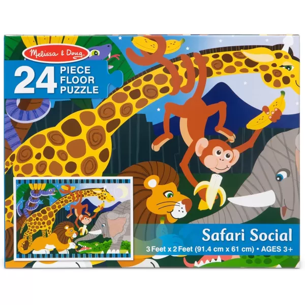 imageMelissa ampamp Doug Safari Social Jumbo Jigsaw Floor Puzzle 24 pcs 2 x 3 feet  FSC CertifiedSafari Social