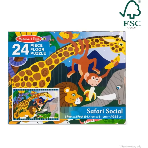 imageMelissa ampamp Doug Safari Social Jumbo Jigsaw Floor Puzzle 24 pcs 2 x 3 feet  FSC CertifiedSafari Social