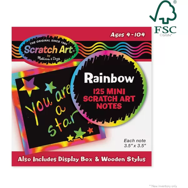 imageMelissa ampamp Doug Scratch Art Rainbow Mini Notes 125 With Wooden Stylus  FSC CertifiedRainbow