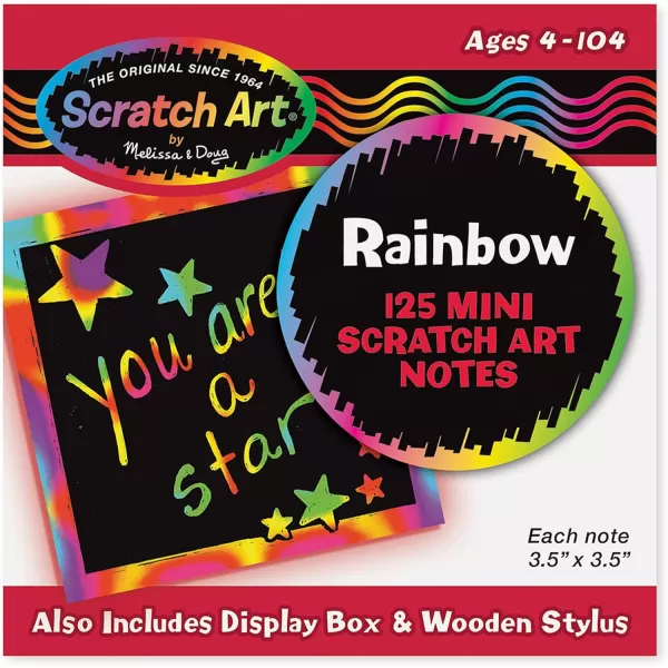 imageMelissa ampamp Doug Scratch Art Rainbow Mini Notes 125 With Wooden Stylus  FSC CertifiedRainbow