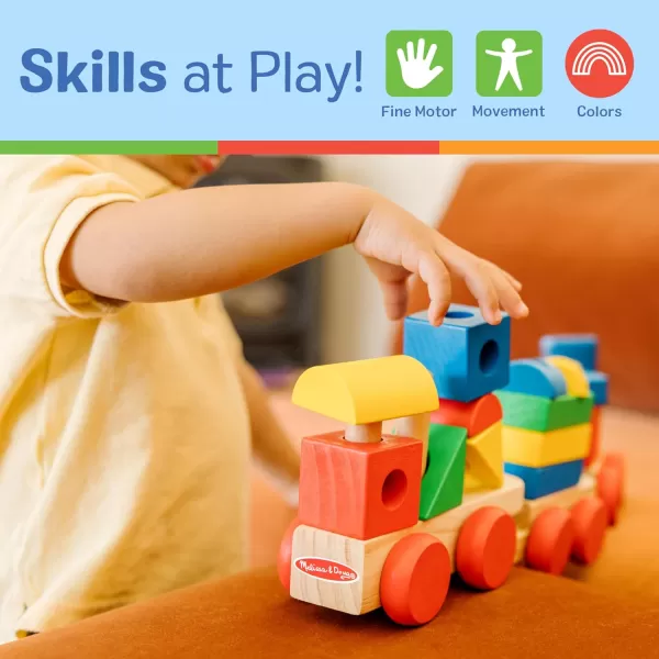 imageMelissa ampamp Doug Stacking Train  Classic Wooden Toy 18 pcs  Train Set Wooden Sorting ampamp Stacking Toys For Toddlers Ages 2 MulticoloredStacking Train